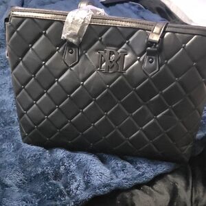 Badgley Mischka Black Quilted Tote